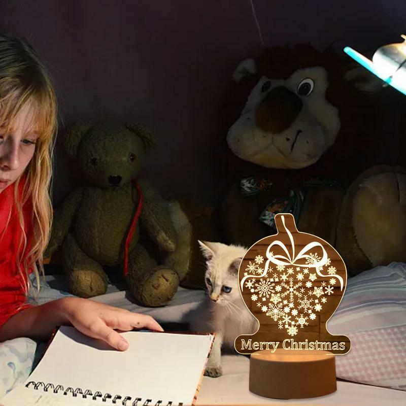 โคมไฟคริลิค3D คริสต์มาสตั้งโต๊ะแบบสัมผัสโคมไฟ LED ตกแต่งห้องนอนและของขวัญวันหยุดสำหรับห้องรับแขกห้องนอน
