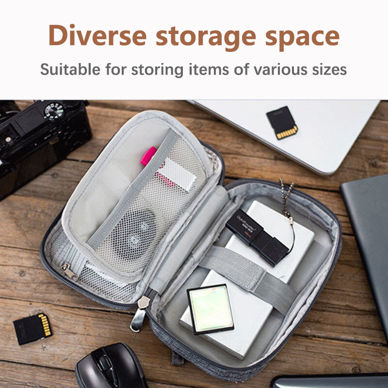 휴대용 데이터 케이블 디지털 보관 가방, 충전기 전원 케이블 보조배터리 헤드폰 정리함 USB 가방, 손 들고 화장품 가방