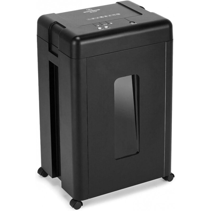 WOLVERINE 15-Sheet Super Micro Cut High Security Level P-5 Heavy Duty Paper/CD/Card Shredder for Home Office, Ultra Quiet by Man