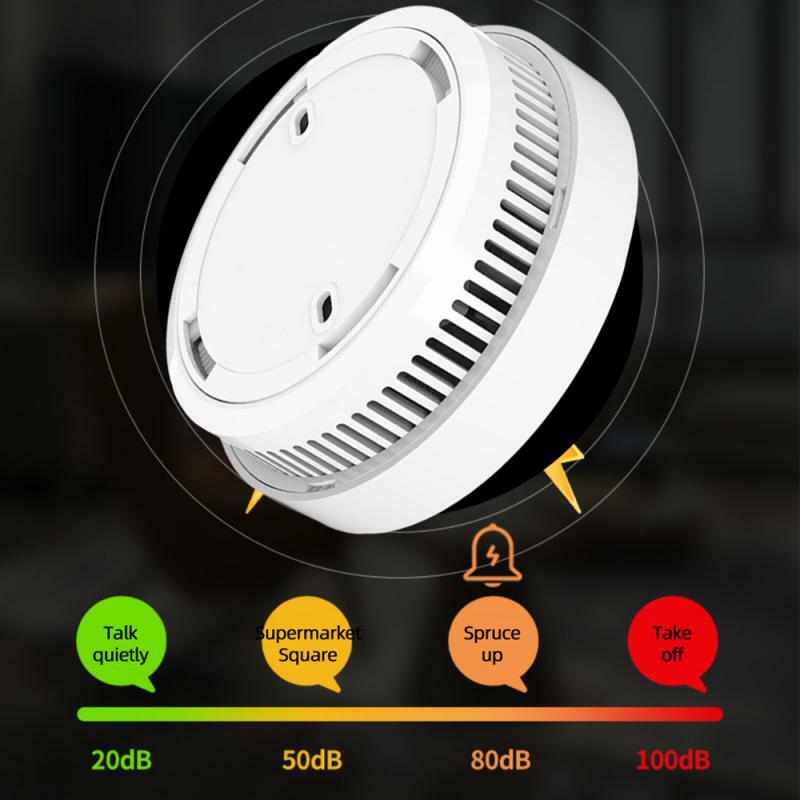 AUBESS-Sensor de humo de 6 piezas, Detector de humo fotoeléctrico independiente sensible a la alarma, sistema de alarma de seguridad para el hogar