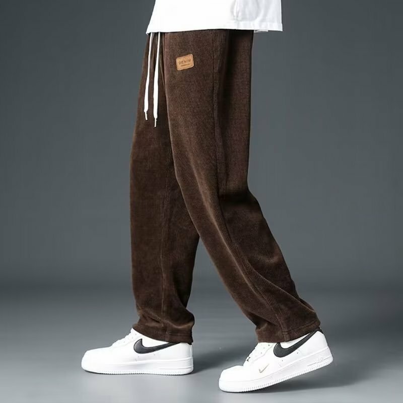 Y2k-Pantalones deportivos para correr para hombre, pantalón básico en blanco, sólido, holgado, informal, gris, con cordón