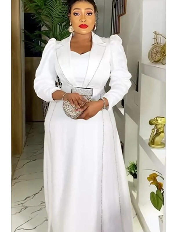 2024 African Party Wedding Dresses for Women Elegant Fashion Satin Maxi Long Dress Kaftan Muslim Gown Ladies Clothing Outfits