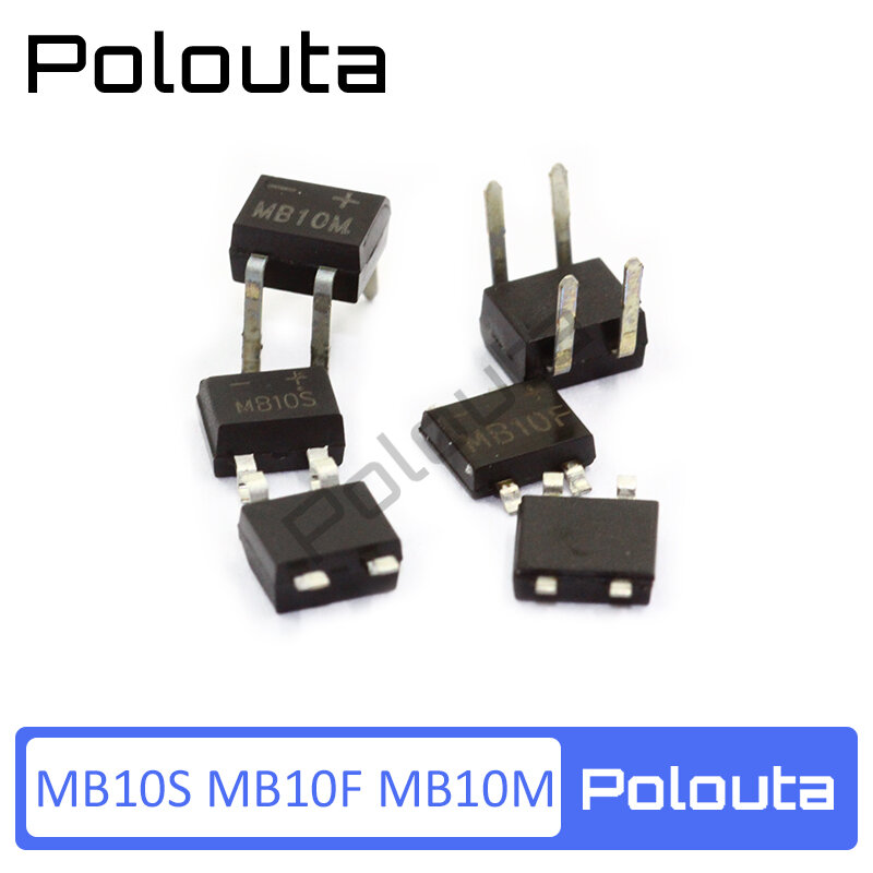 50 Pcs Polouta Mb10s Mb10f Rectifier Bridge Single-Phase Bridge 1000V/0.5A Direct Plug Patch Supper Capacitor Protection Board