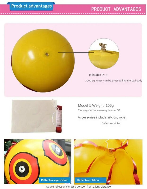 3pcs Bird Repellent Ball Orchard Repellent Balloons Inflatable Scare Eye Balloons Outdoor Repeller Pest Inflatable Ball Hunting