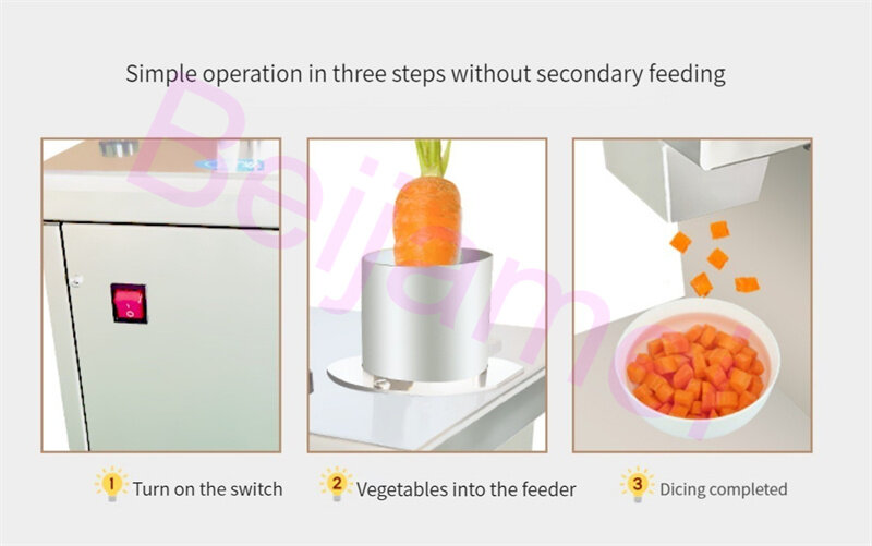 Máquina eléctrica para cortar verduras en dados, para zanahorias y patatas