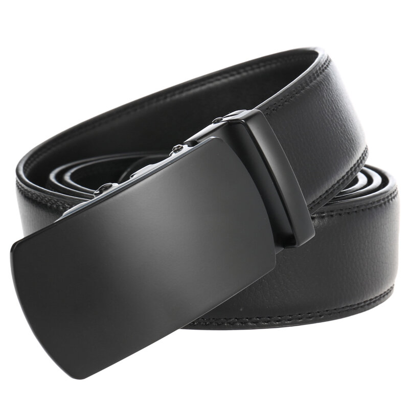 Cintura da uomo in vera pelle cintura con fibbia automatica nera in lega dura maschio 35mm cintura Non porosa in pelle bovina naturale