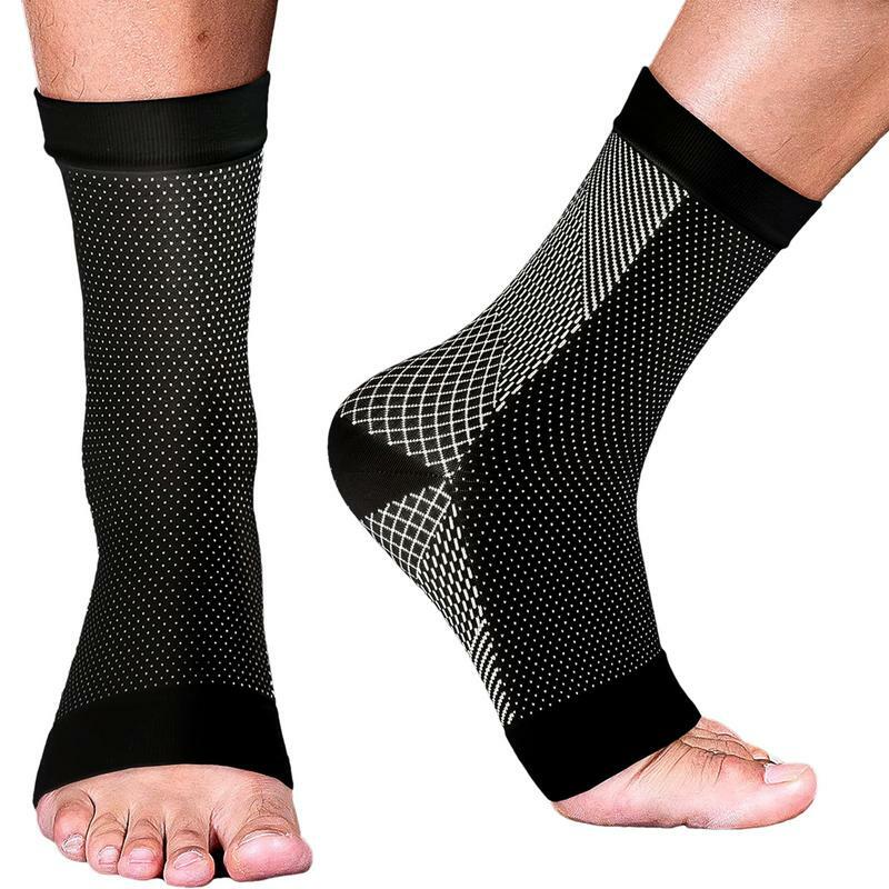 Kaus kaki Anti lelah pria, 1 pasang kaus kaki kompresi nyeri, penopang pergelangan kaki untuk olahraga lari Yoga dan penjepit