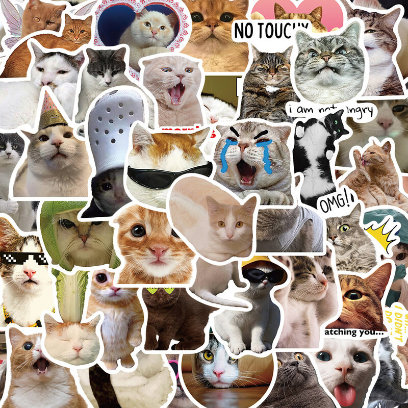 Engraçado animais gatos adesivos para crianças, adesivos decorativos impermeáveis para laptop, bagagem, caixa do telefone, brinquedo bonito, 10/30/50pcs