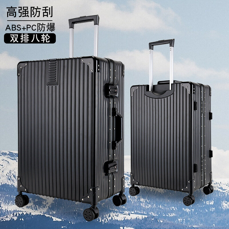 PLUENLI-maleta de cuero con cremallera para hombre y mujer, maleta con ruedas universales, maleta con contraseña masculina