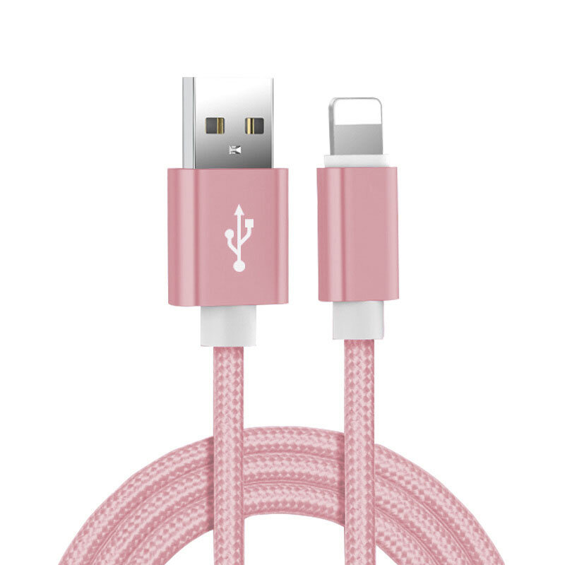 Cable de carga de datos USB trenzado de nailon para iPhone 6 6S 7 8 Plus X XR XS 11 12 13 14 Pro Max 5S 5 SE iPad Air 2, Cable de carga rápida