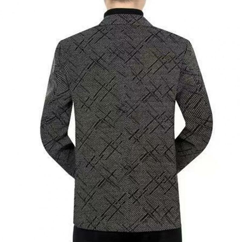 Giacca da uomo con risvolto Cardigan spesso caldo giacca da uomo con colletto rovesciato Design monopetto Plus Size adatto per affari Casual