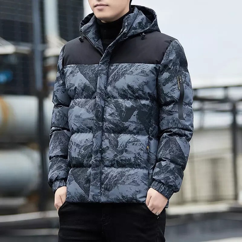 Casacos de camuflagem quente e grosso masculino, jaqueta de inverno, Parkas pretas, blusão tático ao ar livre, roupas coreanas, roupas masculinas