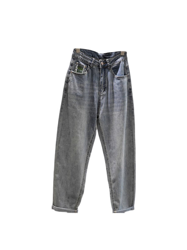 Jeansy Retro damskie Harajuku Streetwear Vintage sprane jeansy z wysokim stanem szerokie nogawki proste luźne spodnie jeansowe Y2K spodnie Y2K