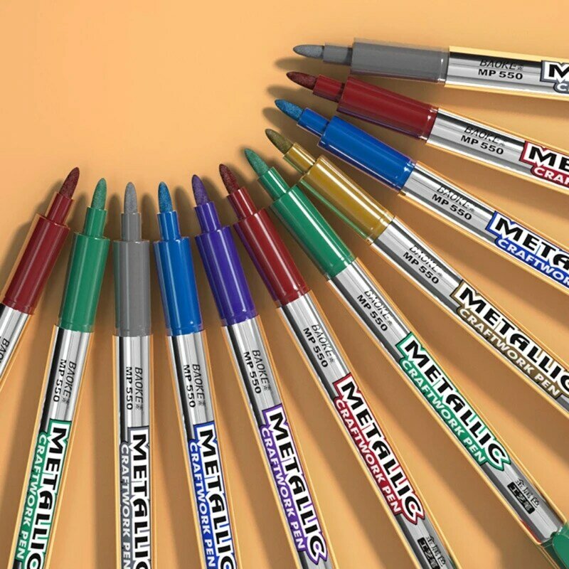 أقلام تحديد الطلاء الدائم قلم الحرف اليدوية الراتنج أقلام معدنية ذاتية الصنع لسطح المعدن للإطارات مستلزمات الطلاب الزجاجية