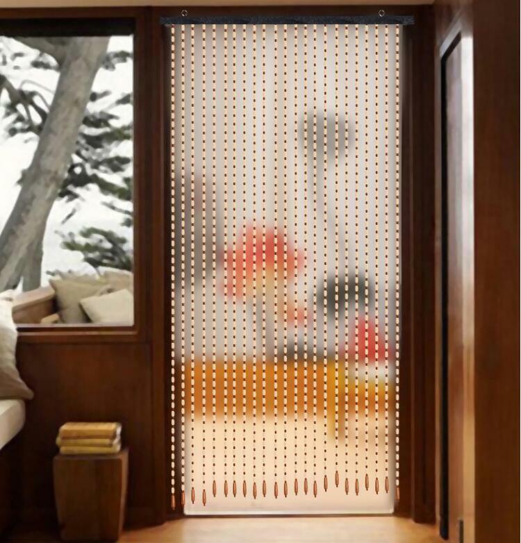 Holz Bambus Perle Vorhang Schnur Design hand gefertigte Fransen Tür Vorhang Anti-Mücke Trennwand Seil Wohnkultur Raumteiler