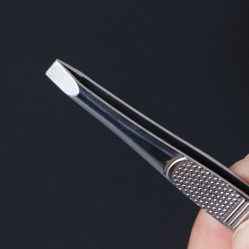 E1YE Professional Stainless Steel Eyebrow Hair Removal Tweezer Flat Tip Tool New