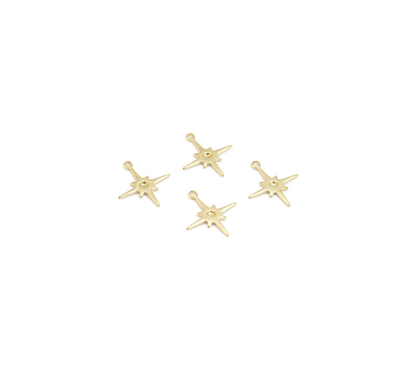 30Pcs Tiny Star Oorbel Charmes, Messing Bevindingen, Star Earring Post, Huggie Hoop Earring Charme, mini Polaris Hanger R1151