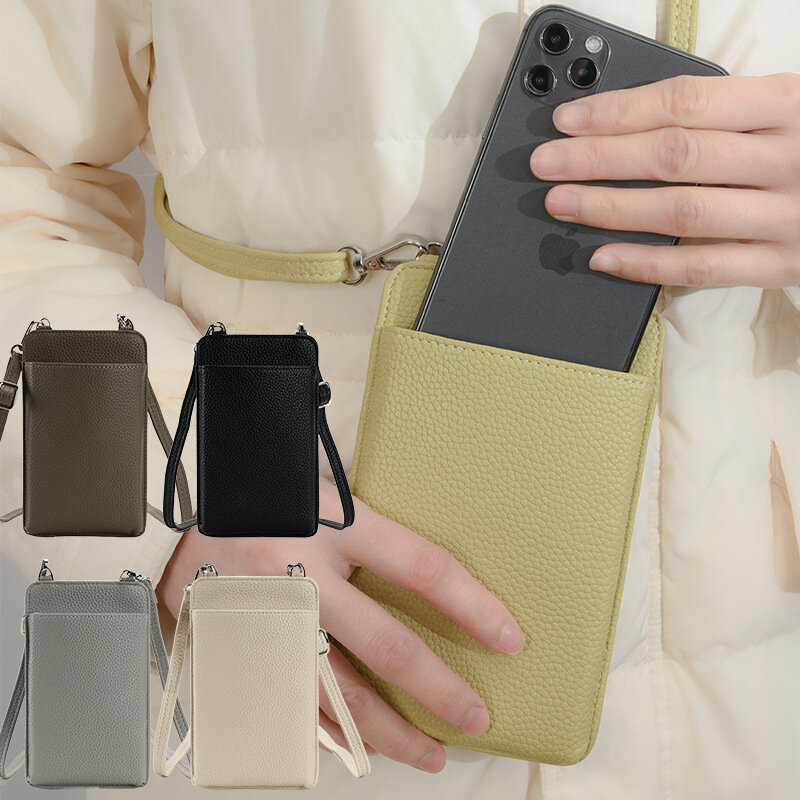 Skórzany małe torby typu Crossbody dla kobiet designerski portfel torba na telefon komórkowy portmonetki regulowany pasek 2024 nowy portmonetka do podróży