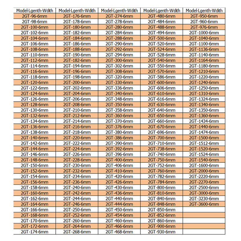 Printfly-correia cronometrando para 2GT, GT2, 228, 230, 232, 234, 238, 240, 242, 246, 248, 250, 252, 254, 256, 258, 260, 262, 264, 266, 268, 270, 272, 274, 6mm