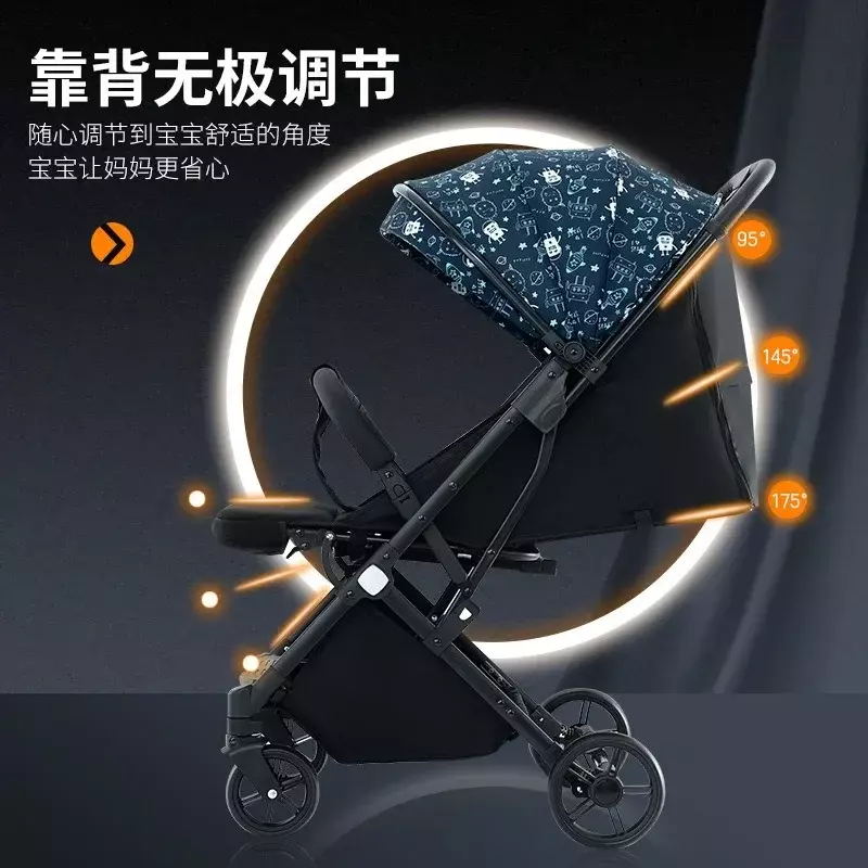 Kereta bayi dapat duduk di ayunan tidur dan dapat dilipat dengan pandangan tinggi dan kereta bayi baru lahir dua arah.