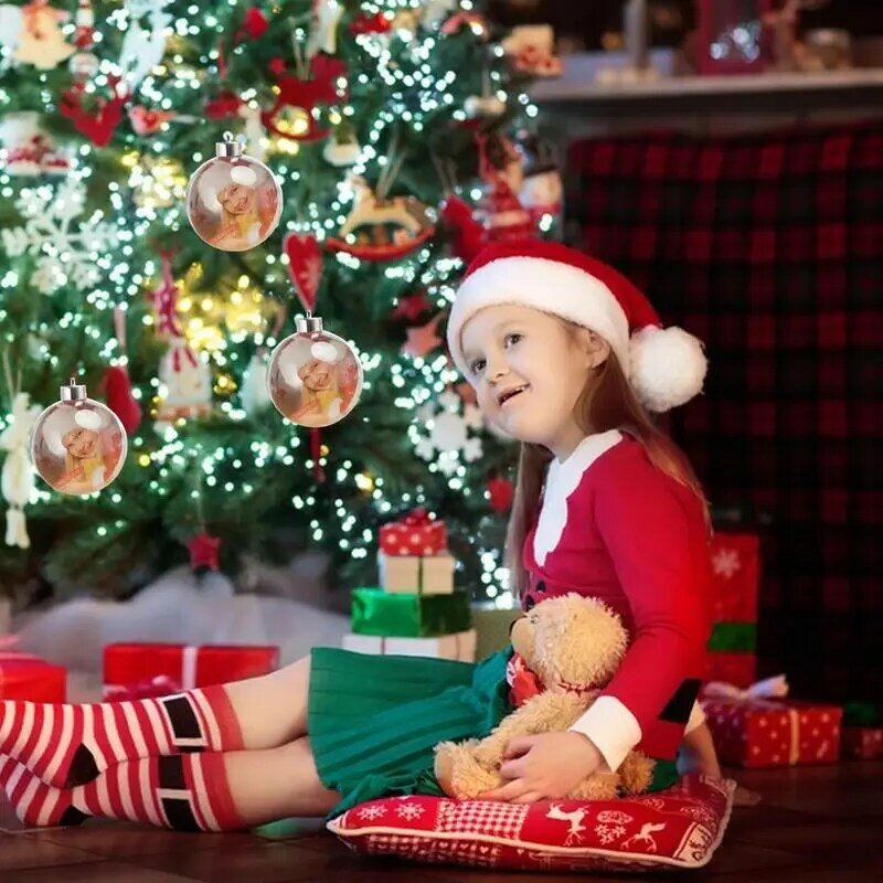 Forniture per decorazioni natalizie alta trasparente filettato Capp palla di natale ciondolo fotografico creativo palla di natale per la famiglia