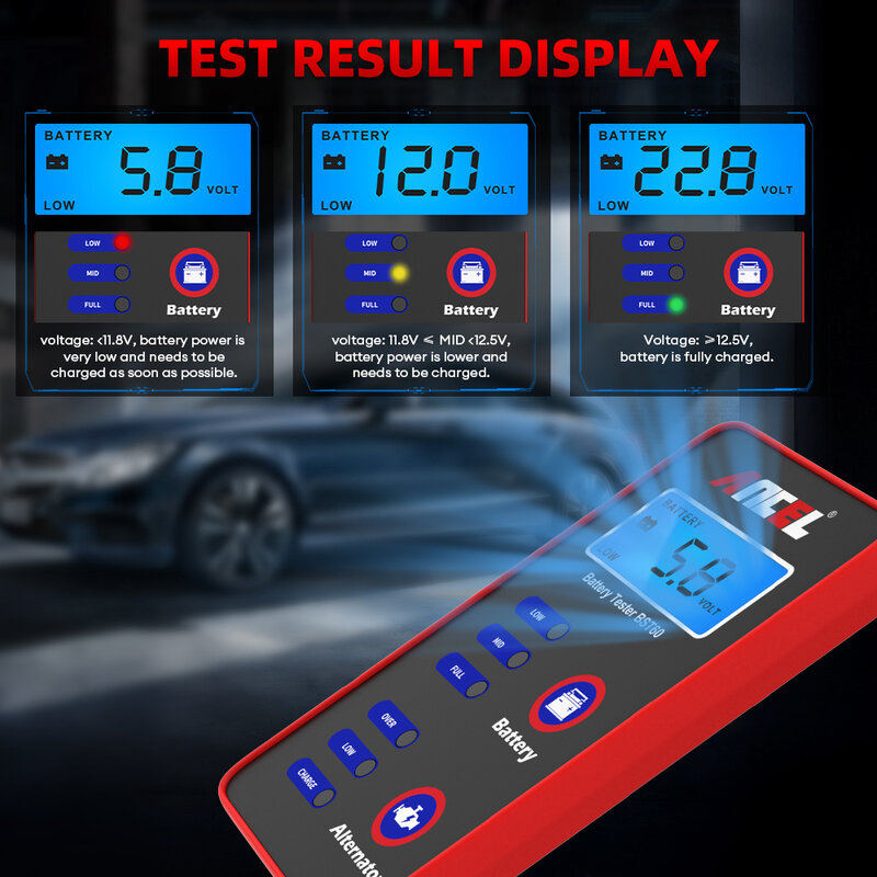 ANCEL-probador de batería y alternador BST60 de 12V, prueba de carga de arranque OBD2, Analizador de batería de herramientas de diagnóstico de coche para control de batería