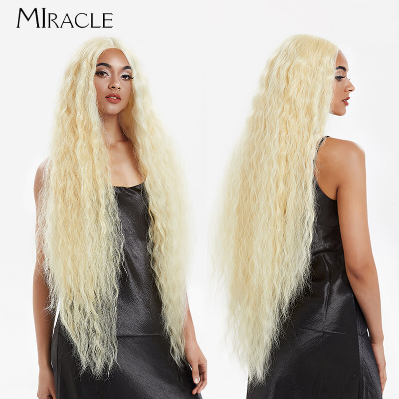 Miracle 40 ''Synthetische Lace Front Pruik Voor Vrouwen Cosplay Pruik Kant Pruik Ombre Highlight Paars Rood Blonde Pruiken Krullend Pruik
