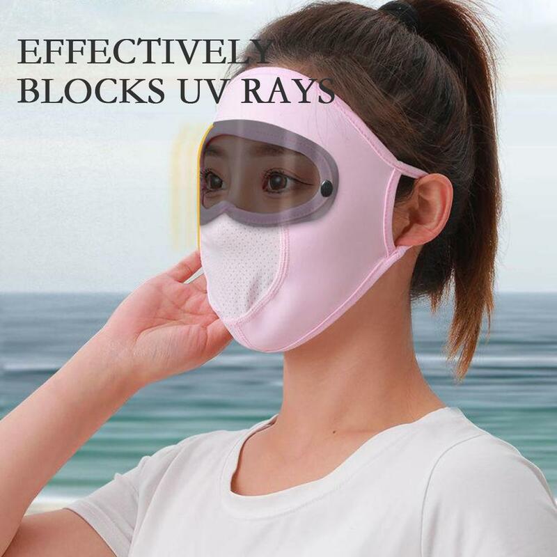 Summer Sunscreen Ice Silk Mask UV Protection Face Cover Sunscreen Veil Face With Brim Outdoor Cycling Sun Protection Hats Caps