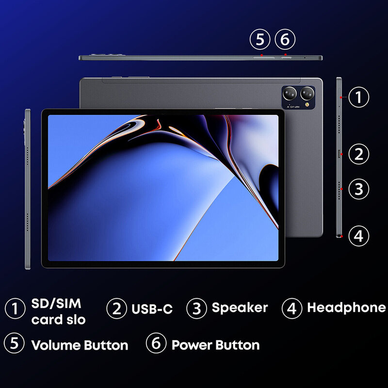 Nowy 5G Pad 10.36 "Ultra-cienki wyświetlacz FHD Tablet PC Google Play dziesięć rdzeniowych 8GB RAM 512GB ROM Dual 4G sieci Dual 5G Wifi 8000mAh