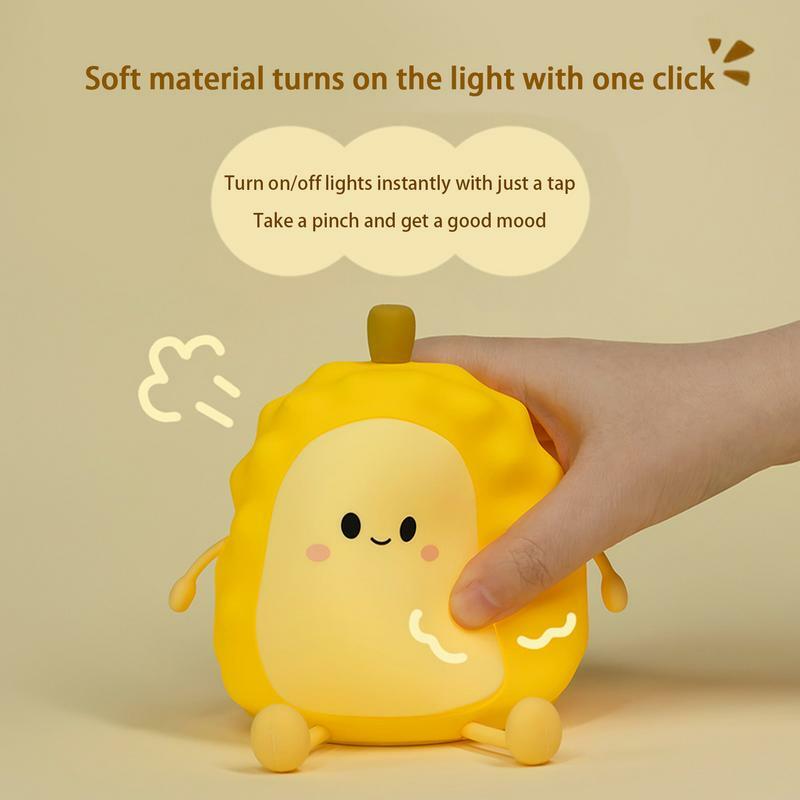 Usb Touch Led Oplaadbare Dimbare Cartoon Nachtlampje Warm Licht Helderheid Aanpassing Creatieve Durian Slaapkamer Omgevingslicht