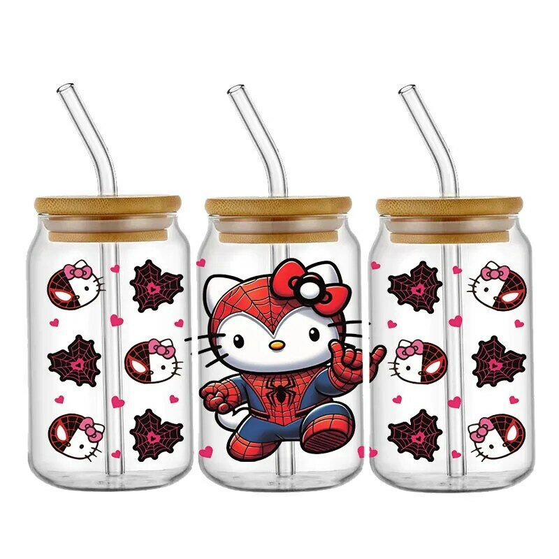 Sanrio Hello Kitty Kuromi Design di san valentino UV DTF Sticker per 16ozCup Wrap Transfer Sticker Label Logo fai da te autoadesivo
