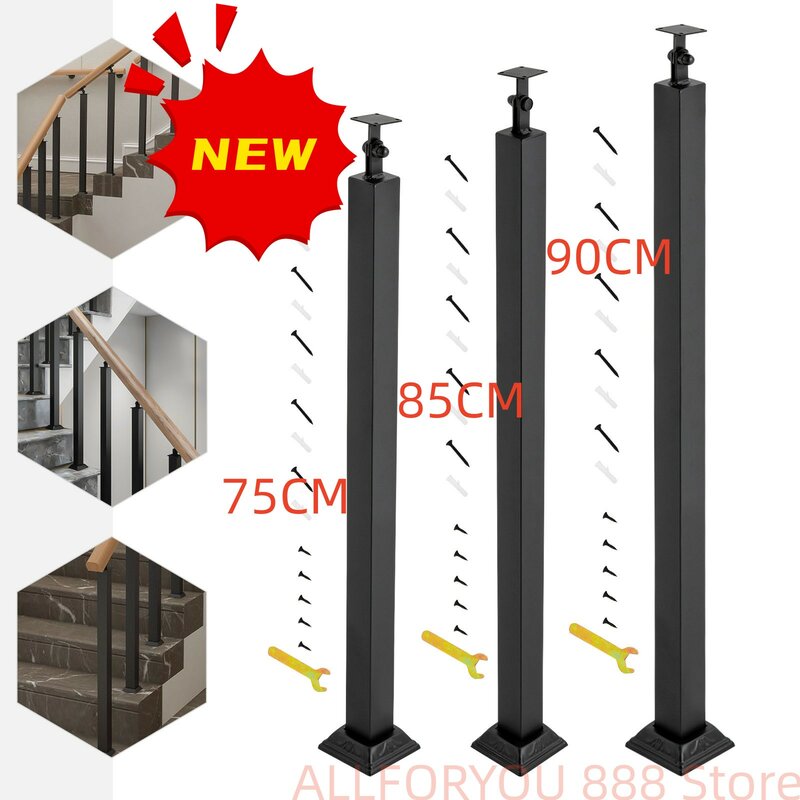 Stair Balusters Post Stepladder Railing Spindles With Flat & Adjustable 270° Angle Bracket 75cm/85cm/90cm