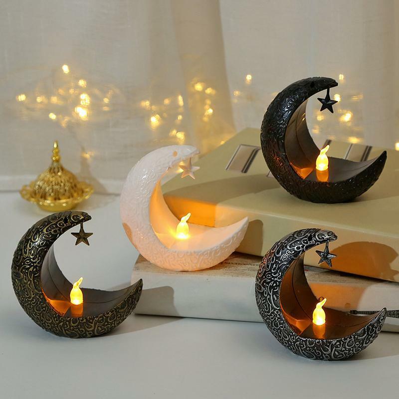 Eid światła dekoracyjne blaty ledowa lampa-księżyc świeczniki świąteczne eleganckie świecznik zasilany z baterii lampka nocna