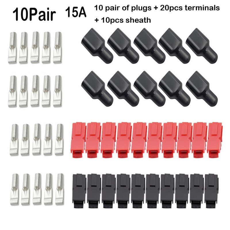 10 Pair 15A/30A/45A Amp Plug 600V For Anderson Powerpole Connector With Rubber Dust Cover Sleeves For Electric Equipments