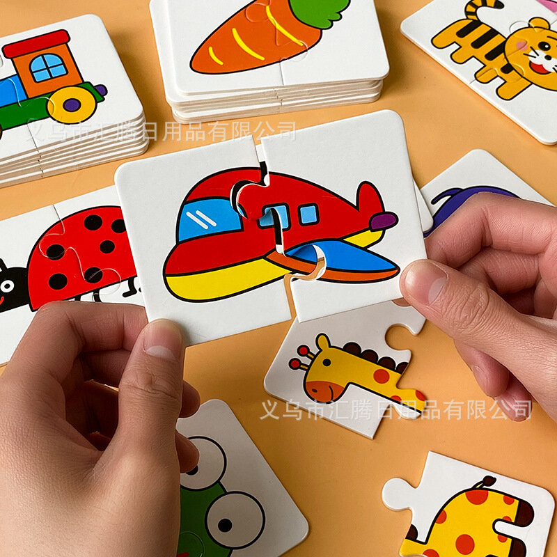 Mainan Puzzle bayi untuk anak-anak, mainan Puzzle truk buah hewan kartu grafik permainan yang cocok untuk anak-anak usia 1 2 3 tahun anak laki-laki dan perempuan