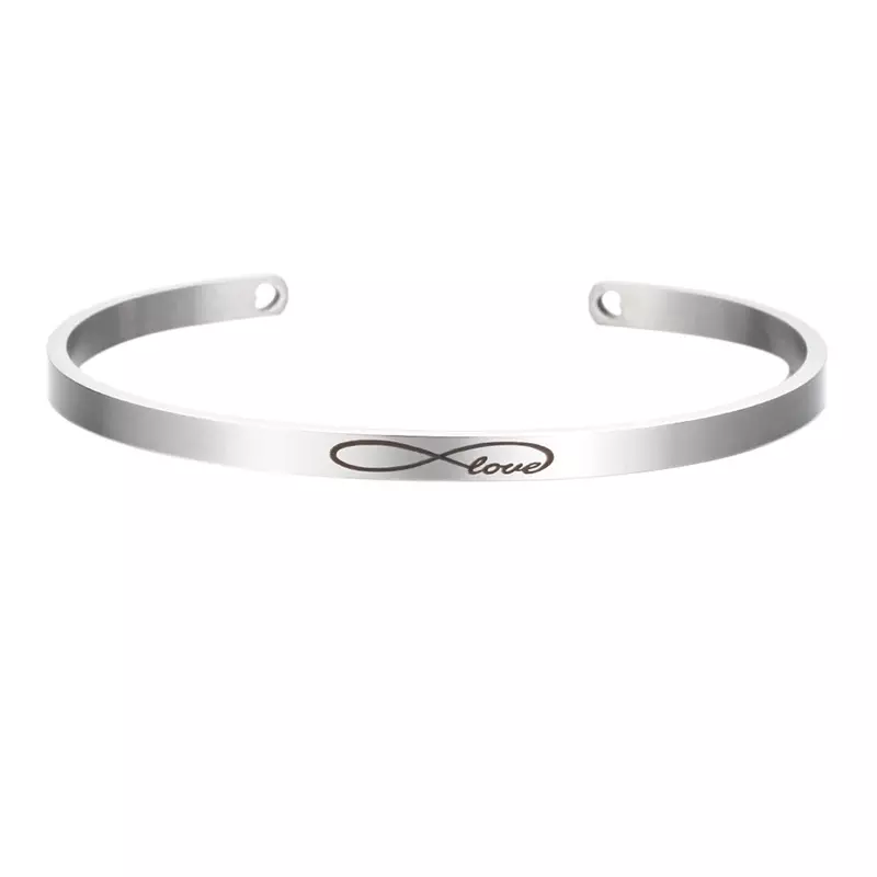 Wholesale 200pcs Customized Personality Stainless Steel Open Cuff Bracelet Bangle Engraved Infinite Love Jewelry