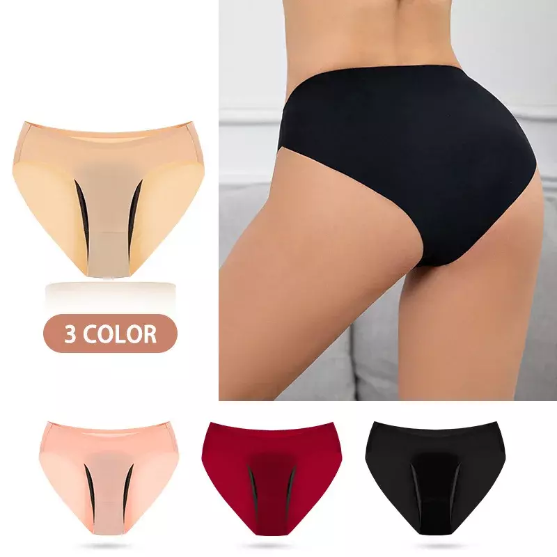 Women's Panties Plus Size Ice Silk Seamless One Piece Four Layers Physiological Pants Anti-Leak Menstrual Triangle Pants New