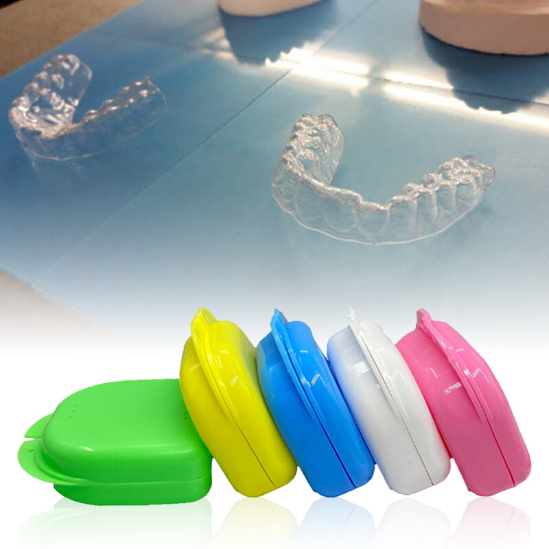 1pcs Denture Box Orthodontic Retainer Box with Vent Holes Plastic Fake Teeth Mouthguard Storage Case Retainer Case Organizer