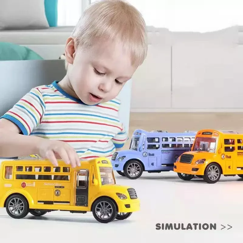 نموذج سيارة حافلة مدرسية للأطفال ، سيارات لعبة تعليمية للأطفال ، مركبة ألعاب مصغرة ، عجلة الجمود ، هدية عيد ميلاد للأولاد