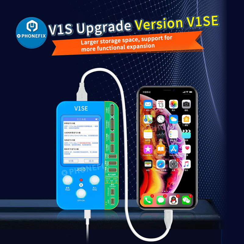 JC V1SE WIFI バージョンプログラマーキット iPhone 7 8 × 11 12 13 14 15 シリーズ顔 ID 感光性オリジナルカラータッチショック指紋バッテリー広角カメラ修理読書書き込み