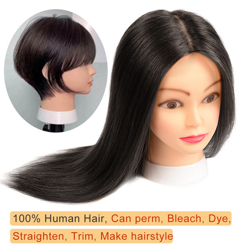 75% Human Hair Mannequin Heads With For Hair Training Styling Solon Hairdresser Dummy Doll Heads For Practice Hairstyles