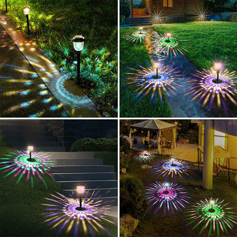 Dynamic Solar Garden Lights RGB Color Changing Pathway Light Outdoor Waterproof Lawn Lamp Auto Light Sensing Landscape Lighting