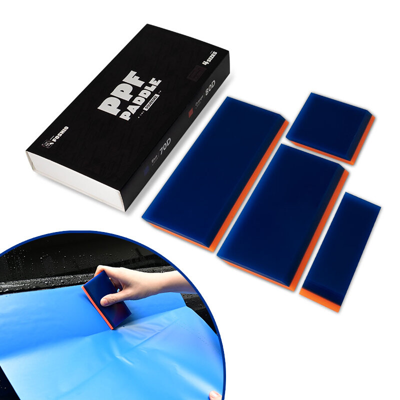 EHDIS 4-Sizes Carbon Fiber Film PPF Squeegee Vinyl Wrap Tools Car Glass Cleaning Soft Wiper Blade Edge Trimming Scraper Pack Set