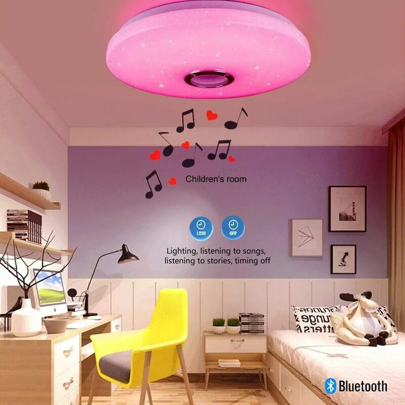 RGB moderno que escurece lâmpadas do teto, iluminação home, App, Bluetooth, música, luzes espertas, controlo a distância, 42W, 60W, C.A. 220V