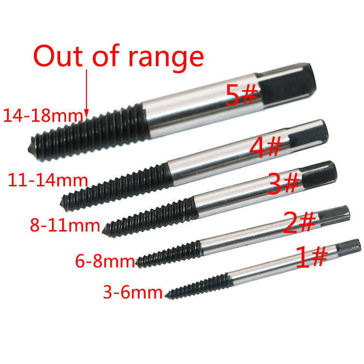 Broken Screw Remover Extractor Drill Bits 5Pcs Steel Durable Easy Out Remover Center Drill Damaged Bolts Remover Drill Tool