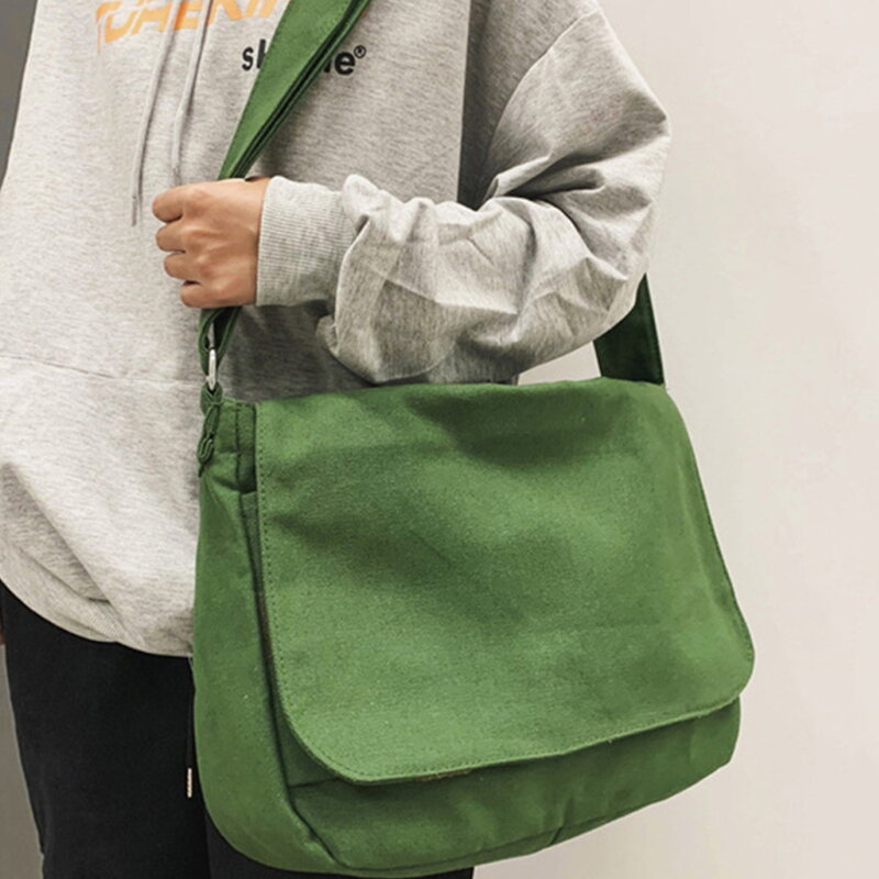 Fashion Avocado Women Canvas Messenger Bag Youth Ladies Shoulder Bag Student Large Capacity Female Crossbody Bags Woman Packet