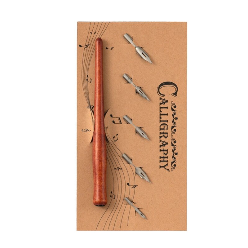 طقم أقلام عتيقة من K1AA مكون من 5 أقلام بديلة للخط الخشبي للمبتدئين