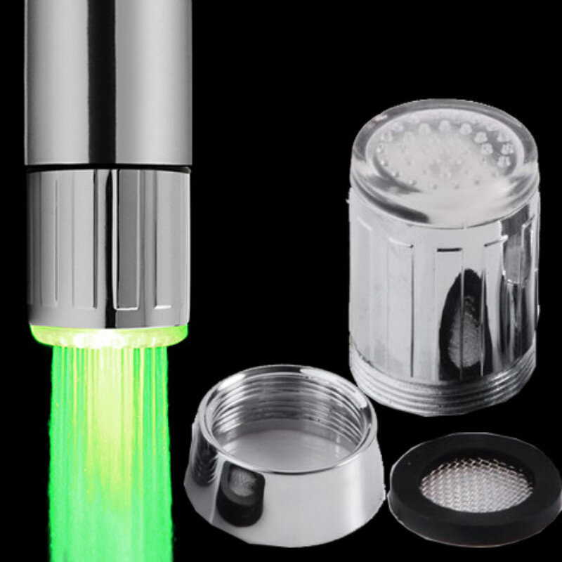 Grifo de ducha inteligente con luz LED sensible a la temperatura, 3 colores, brillo, ahorro de agua, Color claro, boquilla de grifo de agua