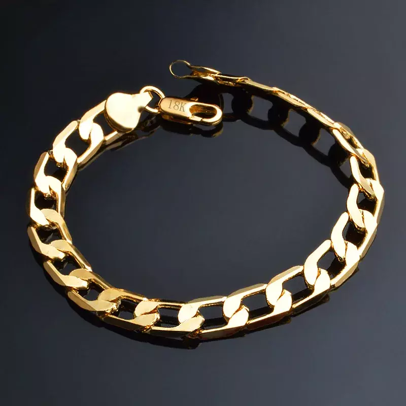Commercio all'ingrosso nobile moda argento colore oro colore 8MM uomo donna braccialetto fascino catena di nozze gioielli di alta qualità