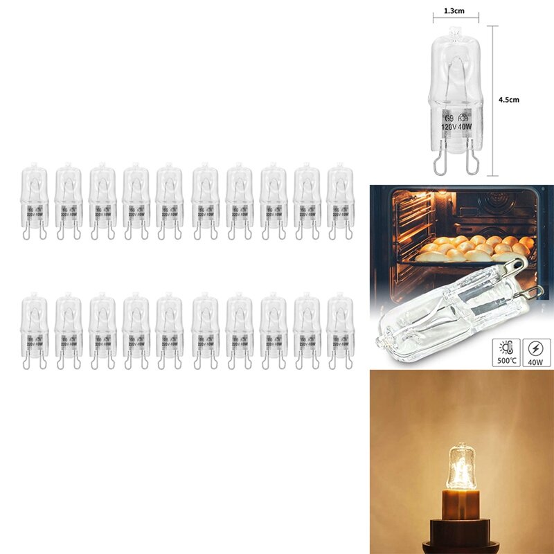 Lampada alogena durevole resistente alle alte Temperature della luce del forno G9 per i ventilatori dei forni dei frigoriferi 40W 500 lampadina Pin